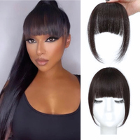 Frange à clipser, fermeture frontale, 15$ la pièce, cheveux raides noirs naturels, double trame machine pour un aspect naturel