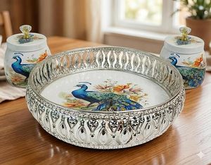 Hermoso Juego Combinado de Bandeja y Jarra Pichwai de Hierro Forjado a Mano de Jaipurios, 8 Pulgadas, Impresión UV - Product Image 3