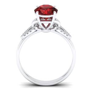 แหวนพลอยโกเมนทรงกลมเจียระไนแบบบริลเลียนต์ 2 กะรัต REYES สำหรับผู้หญิง เงินแท้ 925 แหวนมอสซาไนต์เม็ดเดี่ยวความใส VVS - Product Image 4