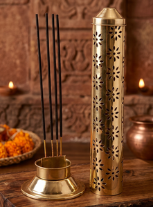Brass Incense Burner <b>with</b> Sandalwood Handle Hand-Made Religious Aromatherapy <b>Diffuser</b> for Home Decor - Product Image 4