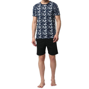 เสื้อยืดคอกลมพร้อมกางเกงขาสั้นเอวยางยืด ชุดลำลองสำหรับผู้ชาย บริการ OEM ดีไซน์สีตัดต่อ ชุดเซ็ตฤดูร้อนเท่ๆ สำหรับผู้ชาย - Product Image 5