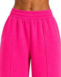 Women Neon Pink <b>Wide</b> <b>Leg</b> Sweatpants High Waist Loose Fit Casual Fleece Jogger <b>Lounge</b> <b>Pants</b> Streetwear Wear - Product Image 5