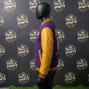 Louisiana Varsity Jacket Men's Purple <b>Gold</b> Sleeve Embroidered Pelican State Letterman Bomber Stand Collar Single <b>Button</b> Autumn - Product Image 4