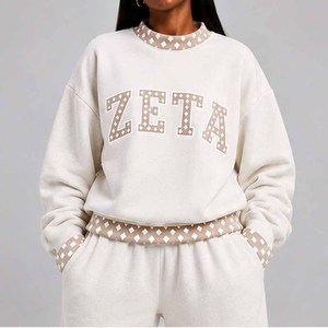Zeta Premium <b>Mock</b> <b>Neck</b> Sweatshirt Women Men Ladies Unisex Casual Streetwear Polka Dot Gingham Patch - Product Image 1