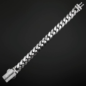 15mm <b>Plain</b> Cuban Link Bracelet 925 Sterling Silver Lab Grown Diamond Custom Iced Out <b>Box</b> Lock Moissanite Hip Hop Jewelry - Product Image 1