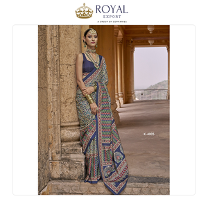 Good Quality Latest Fashion of Bollywood Style Elegant Design Women Party Wear Silk Saree with Digital Print at Low Price - Product Image 3