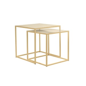 Versatile Metal Nesting <b>Table</b> With Wooden Top Stylish <b>Space</b> <b>Saving</b> Furniture For Modern Living Room And Home Decor - Product Image 4