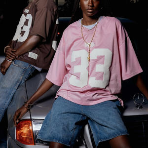 T-shirts personnalisés à col en V, séchage rapide, coupe ample, impression en relief, maillots de football, baseball, basketball, soccer en mesh pour hommes - Product Image 5