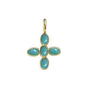 Pendentif croix en quartz Alexandrite serti clos, ovale lisse 5x3mm, breloques plaquées or, bijoux faits à la main, fournisseurs d'Inde - Product Image 2