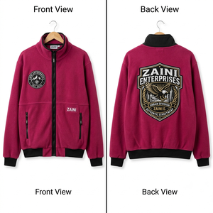 Women 320 GSM Polyester Polar Fleece <b>Jacket</b> Premium Full Zip Burgundy Black Panel Design Embroidery Print Custom Logo - Product Image 1