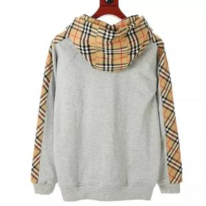 Pull à capuche en coton brodé gris pour homme, pull à capuche décontracté à carreaux de rue - Product Image 2