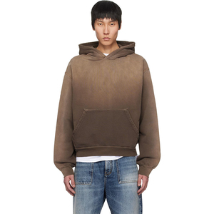 Conception spéciale, largement utilisée, 100% coton, molleton tricoté uni, écologique, coupe-vent, sweat à capuche oversize pour homme, automne, noir - Product Image 1