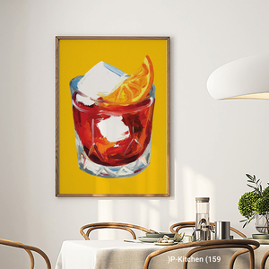 Arte de pared en lienzo para cocina, póster con ilustración de naturaleza muerta de cócteles de whisky, decoración moderna para pared con temática de bebidas - Product Image 2