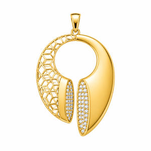 Geometric Circle Pendant <b>Necklace</b> 925 Sterling Silver Gold Plated CZ Pendant for Women - Modern <b>Statement</b> Jewelry Gift - Product Image 1