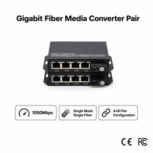 Convertisseur Optique Gigabit 4 Canaux Indépendants 1 SC vers 4 Ports RJ45 20KM Fibre Unique Isolation VLAN Convertisseur de Média Réseau Fibre Optique - Product Image 2