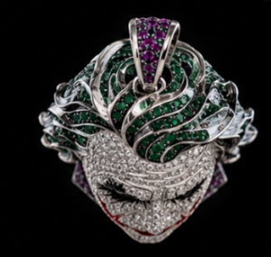 Pendentif en diamant artificiel, breloque en moissanite, bijou de visage ton argent, pendentif statement avec pierre verte et violette - Product Image 3