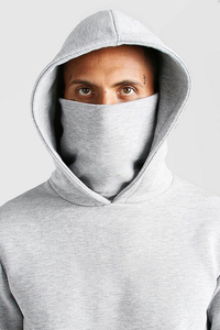 Survêtement gris à capuche pour homme, couleur unie, décontracté, pour l'automne, 100 % coton respirant, poches latérales, taille élastique - Product Image 2