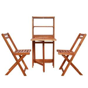Ensemble bistrot en bois d'acacia massif, banc de jardin pliable 2 places - Product Image 2