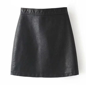 Women Natural Waist Solid Color Slit <b>Short</b> <b>Leather</b> Skirt Plus Size Streetwear Wrap Eco-Friendly - Product Image 6