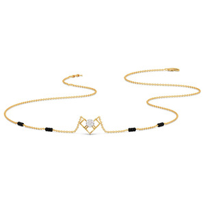 Collier Mangalsutra avec perles noires et centre géométrique en diamant - Product Image 3