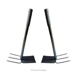 Houe à trois dents en acier au carbone, lame de 6 pouces, manche rectangulaire en métal noir, outil de jardinage - Product Image 2