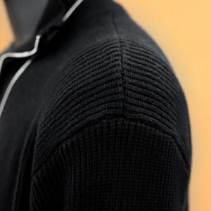 Pull en laine pure à 100% pour homme, col mi-haut zippé, manches longues, tricoté, couleur unie, décontracté, pour l'hiver - Product Image 5