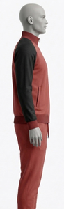 Survêtement rouge zippé pour homme, manches raglan, coupe classique, veste décontractée en tricot avec col montant, vêtements d'automne - Product Image 6