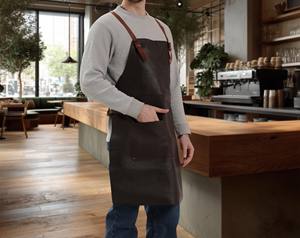 Tablier de barbecue professionnel en cuir pleine fleur, anti-odeurs et résistant, idéal pour les événements culinaires en extérieur - Product Image 6