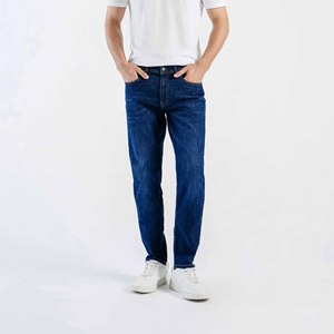 Men's Dark Blue Regular Fit Custom Made High Quality Streetwear Denim <b>Jeans</b> for Men's with High Quality Custom Embroidered logo - Product Image 2