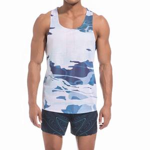 Camiseta sin mangas transpirable para hombre, diseño sublimado, cuello redondo, material de poliéster, chaleco deportivo para gimnasio, personalizable, bajo MOQ, precio económico - Product Image 1