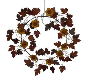 Meilleur prix, vente chaude, couronne de Noël décorative en métal faite à la main, écologique, en forme de feuille, pour les cadeaux de fêtes et du Nouvel An - Product Image 1