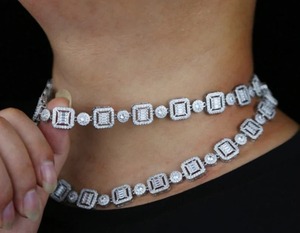 <b>White</b> <b>Cushion</b> square Moissanite Necklace Beautiful Customized Necklace Sterling Silver Moissanite Necklace - Product Image 2