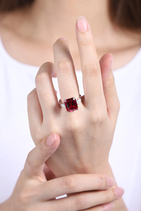 Ruby <b>Emerald</b> Cut Prong Setting Women's Engagement <b>Ring</b> 925 <b>silver</b> Classic Gemstone <b>Ring</b> - Product Image 4