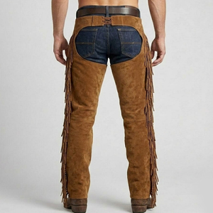 Premium Suede Hide Western Horse Riding <b>Chaps</b> Full Length Protective Legwear Bespoke Design OEM Wholesale Factory - Product Image 2