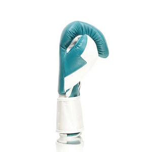 Guantes de Boxeo de Cuero para Adultos, Color Verde Azulado y Blanco, Cierre de Velcro, Guantes de Entrenamiento de Artes Marciales - Product Image 6