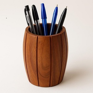 Factory Square Table Wood Pen Holder Alam <b>Clock</b> with <b>LED</b> Digital Temperature Time Date Voice - Product Image 4