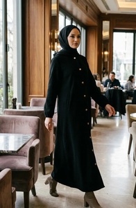 Abaya noire en rayonne, longue, à manches longues, ample, modeste, brodée, pour les fêtes et la prière, ODM - Product Image 3