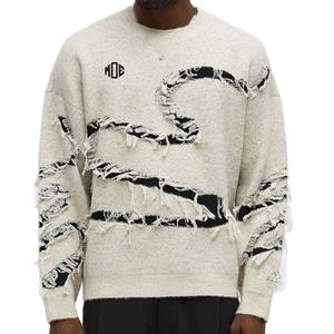 Pull en tricot pour homme, style décontracté, motif abstrait, jacquard, col rond, manches longues, tricot tendance, OEM personnalisé - Product Image 1