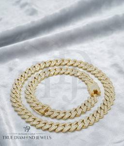 Chaîne cubaine Hip Hop haut de gamme en argent 925 avec options Moissanite ou diamant de laboratoire, et diamant de laboratoire en or 10K 14K – Bijoux haut de gamme - Product Image 5