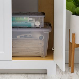 13 Qt. Boîtes de rangement en plastique - Pack de 8 bacs empilables avec couvercles - Contenants de rangement durables pour l'organisation et une utilisation polyvalente - Product Image 2