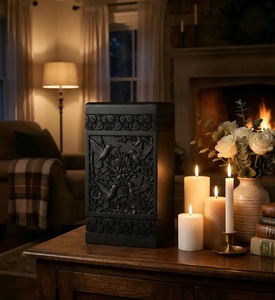 Hand Carved American Style Durable Wooden Cremation Urn for Pet Deer Fish Hunting Theme Eco-Friendly <b>Memorial</b> <b>Box</b> - Product Image 4