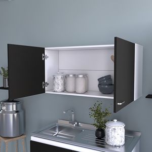 Mobiletto da Parete Rettangolare in Carbonio a 2 Ante per Cucina, Stile Espresso - Product Image 2