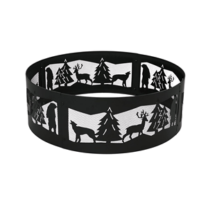 Outdoor Fire Ring Large Steel Wood Burning Fire Pit Wildlife Laser Cut Design Round <b>Firepit</b> for Camping Backyard Garden FR006 - Product Image 1