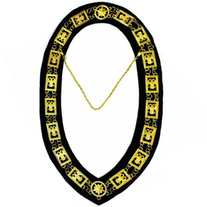 Customized Embroidered Black Gold <b>Star</b> <b>Badge</b> Chain Oval Shape Classical Style Fabric <b>Badges</b> for Promotion - Product Image 1