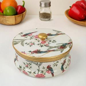 Caja para Roti con Tapa, Diseño Floral de Loros, Contenedor Redondo para Almacenar Chapati, Cazuela para Pan, Dabba de Cocina - Product Image 4