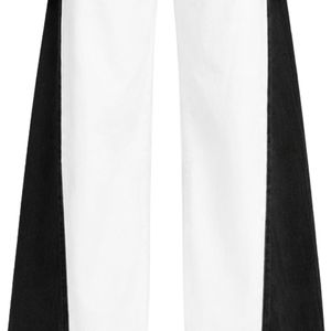 Jean large blanc et noir pour femme, taille haute, en denim bicolore, style décontracté streetwear, pantalon tendance coupe baggy - Product Image 6