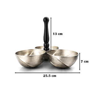 Juego de Tazones de Metal Plateado de Lujo con Asa de Madera, Tazón Premium para Servir Frutos Secos y Dulces para Ramadán, Calidad de Exportación, Nueva Colección - Product Image 2