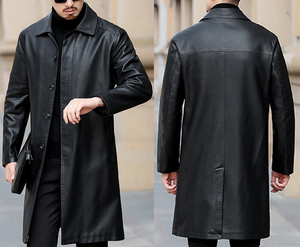 Solid Trader Top Quality High Quality Breathable Protection Cozy Lining Beautiful Tailored Fashion Coat Mens <b>Long</b> <b>Leather</b> <b>Jacket</b> - Product Image 2