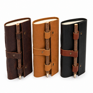 Handmade <b>Leather</b> Journal with Neem Wood Pencil Rustic Vintage Notebook Strap Closure <b>Diary</b> Travel Writing Journal Gift Item - Product Image 1