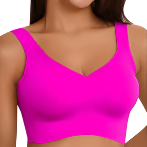 Top Deportivo Corto para Mujer, Cuello en V, Tirantes, Color Blanco Sólido, Transpirable, Soporte Medio, para Yoga - Product Image 3